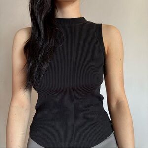 BRUNELLO CUCINELLI Black Ribbed Tank Top